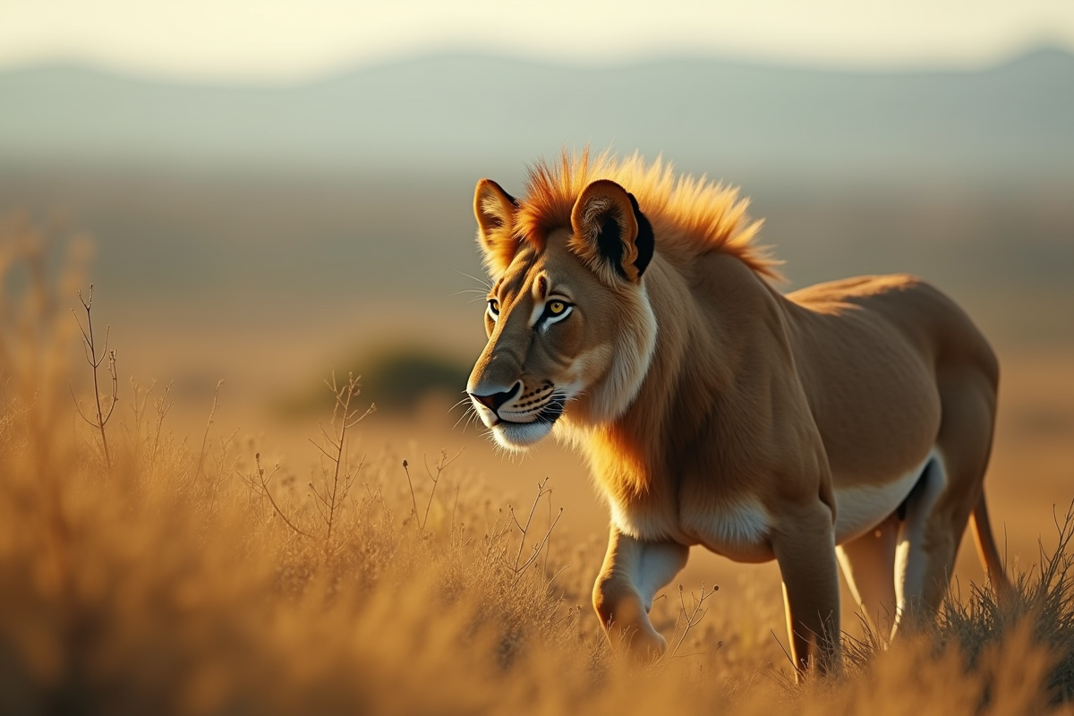 Animal en interaction avec son environnement vue d