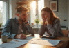 Couple inquiet avec documents de prêt immobilier