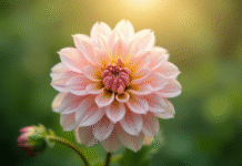 Belle dahlias en pleine floraison en extérieur