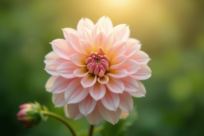 Belle dahlias en pleine floraison en extérieur