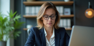 ETF performants en 2025 : les meilleures options d’investissement Femme professionnelle analysant des graphiques ETF au bureau