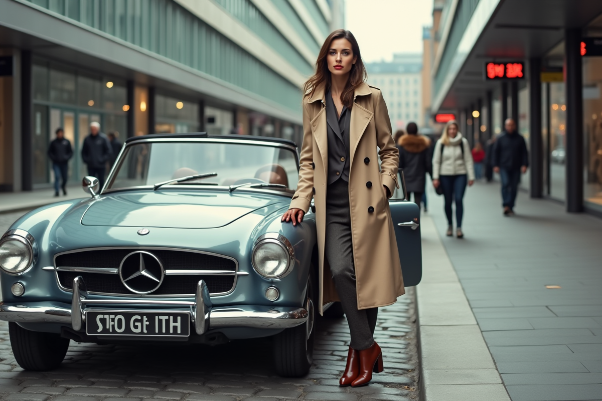 Femme élégante sortant d