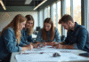 Groupe de jeunes adultes en atelier technique moderne