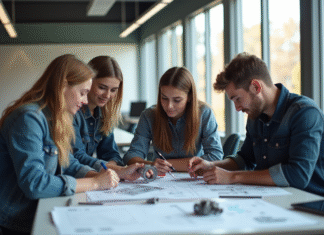 Les atouts du BTS CPI pour le marché de l’emploi Groupe de jeunes adultes en atelier technique moderne