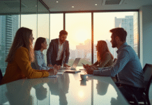Groupe de jeunes professionnels collaborant dans un bureau lumineux