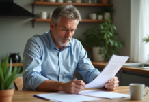 Renouveler son taux hypothécaire : conseils et bonnes pratiques à suivre! Homme d'âge moyen examinant des documents de prêt immobilier