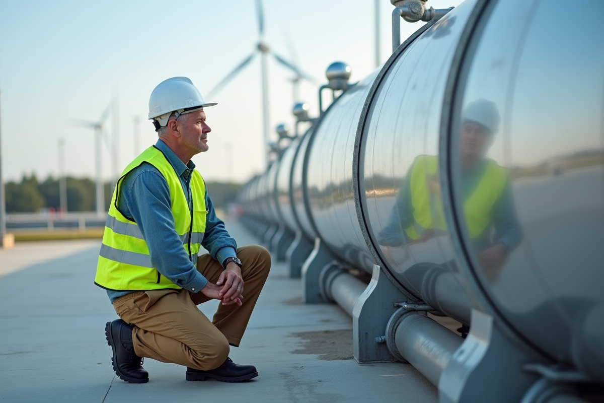 Ingénieur vérifiant un réservoir d