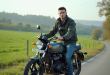 Avis et témoignages sur la moto Magpower Avengers 125cc Jeune homme sur une moto Avengers 125cc en campagne