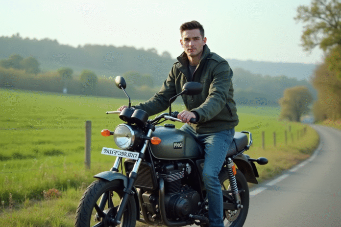 jeune-homme-moto-countryside Jeune homme sur une moto Avengers 125cc en campagne