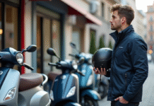 Scooter 50cc abordable : les astuces pour dénicher le meilleur prix Jeune homme examinant un scooter 50cc en ville