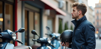 Scooter 50cc abordable : les astuces pour dénicher le meilleur prix Jeune homme examinant un scooter 50cc en ville