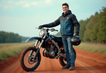 Les avantages d’une occasion 125 cm³ cross pour les débutants Jeune homme en motocross avec sa moto 125cc en extérieur