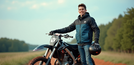 Les avantages d’une occasion 125 cm³ cross pour les débutants Jeune homme en motocross avec sa moto 125cc en extérieur