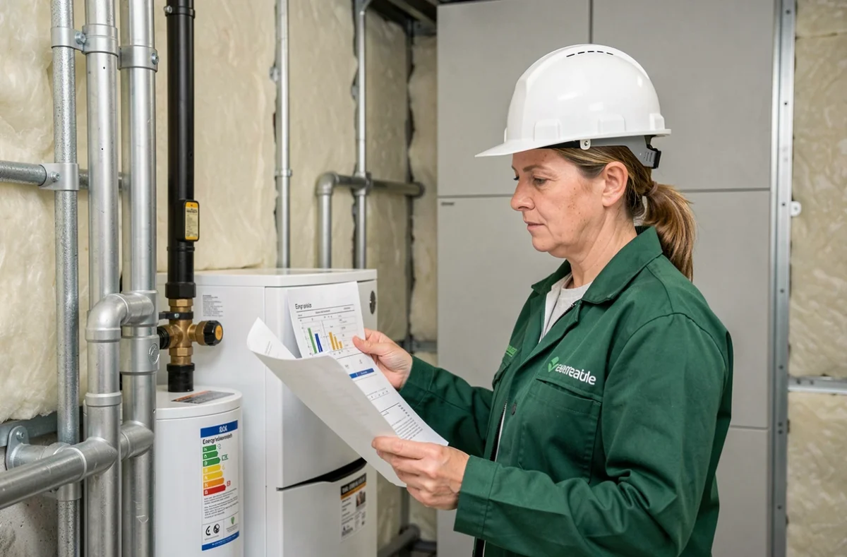 Spécialiste de Lorraine Enr inspectant une installation de rénovation énergétique dans une maison à Metz