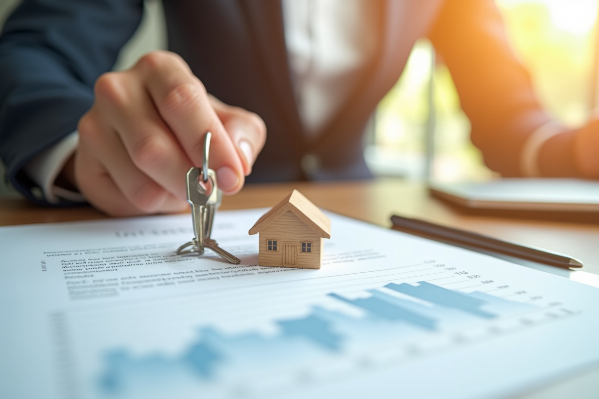 Clé et petite maison sur contrat financier