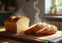 Pain maison croustillant sur une table en bois