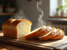 Pain maison croustillant sur une table en bois