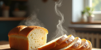 Pain maison croustillant sur une table en bois