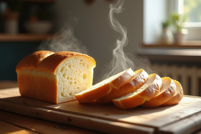 Pain maison croustillant sur une table en bois