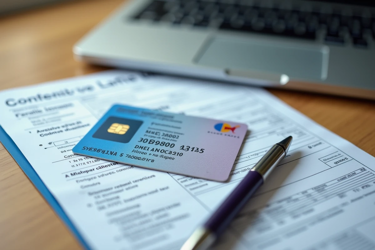 Permis de conduire français et avis de contravention posés sur un bureau en bois avec un stylo