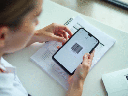 Comment lire un code-barres en PNG avec son smartphone ? Personne scannant un code QR avec un smartphone à la lumière naturelle