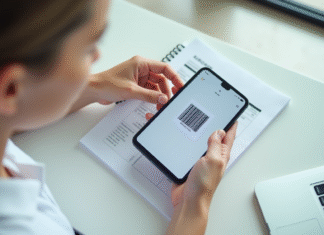 Comment lire un code-barres en PNG avec son smartphone ? Personne scannant un code QR avec un smartphone à la lumière naturelle